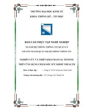 Nghiên cứu và triển khai manual testing cho ứng dụng chăm sóc sức khoẻ vhealth