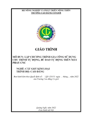 Giáo trình lập chương trình gia công sử dụng chu trình tự động bù dao tự động trên máy phay cnc nghề cắt gọt kim loại cao đẳng