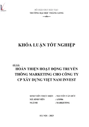 Hoàn thiện hoạt động truyền thông marketing cho công ty cp xây dựng việt nam invest
