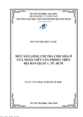 Mức sẵn lòng chi trả cho nhà ở của nhân viên văn phòng trên địa bàn quận 1 thành phố hồ chí minh