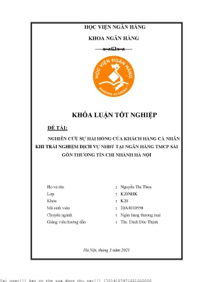 Nghiên cứu sự hài hòng của khách hàng cá nhân khi trải nghiệm dịch vụ nhđt tại ngân hàng tmcp sài gòn thương tín chi nhánh hà nội