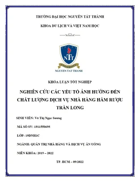 Nghiên cứu các yếu tố ảnh hưởng đến chất lượng dịch vụ nhà hàng hầm rượu trần long