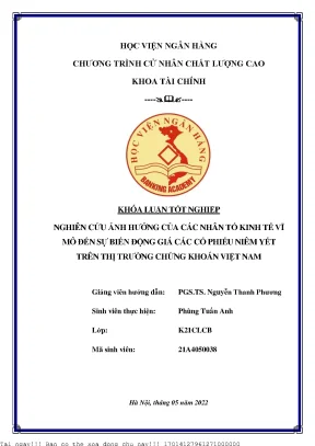 Nghiên cứu ảnh hưởng của các nhân tố kinh tế vĩ mô đến sự biến động giá các cổ phiếu niêm yết trên thị trường chứng khoán việt nam