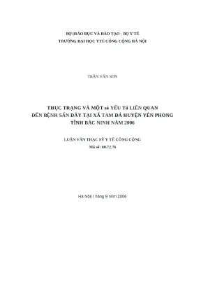 Luận văn thực trạng và một số yếu tố liên quan đến bệnh sán dây tại xã tam đa huyện yên phong tỉnh bắc ninh năm 2006