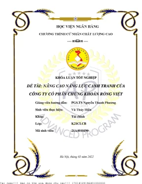 Nâng cao năng lực cạnh tranh của công ty cổ phần chứng khoán rồng việt