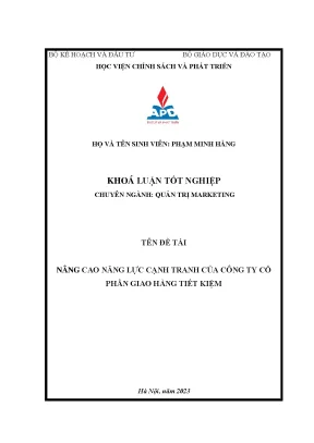 Nâng cao năng lực cạnh tranh của công ty cổ phần giao hàng tiết kiệm