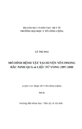 Luận văn mô hình bệnh tật tại huyện yên phong bắc ninh qua số liệu tử vong 1997 2000