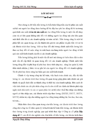 Hoàn thiện tổ chức công tác kế toán tiền lương và các khoản trích theo lương ở công ty cổ phần 15