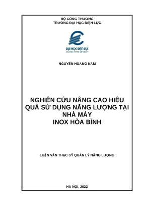 Luận văn thạc sĩ nghiên cứu nâng cao hiệu quả sử dụng năng lượng tại nhà máy inox hòa bình