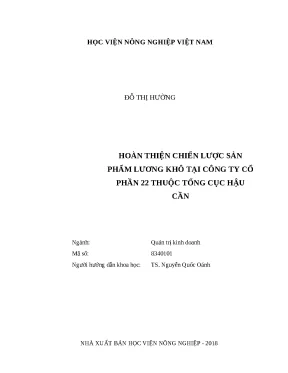 Luận văn thạc sĩ hoàn thiện chiến lược sản phẩm lương khô tại công ty cổ phần 22 thuộc tổng cục hậu cần