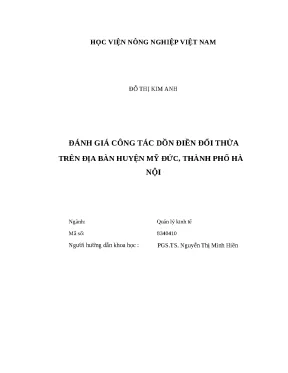 Luận văn thạc sĩ đánh giá công tác dồn điền đổi thửa trên địa bàn huyện mỹ đức thành phố hà nội