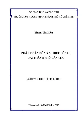 Luận văn thạc sĩ phát triển nông nghiệp đô thị tại thành phố cần thơ
