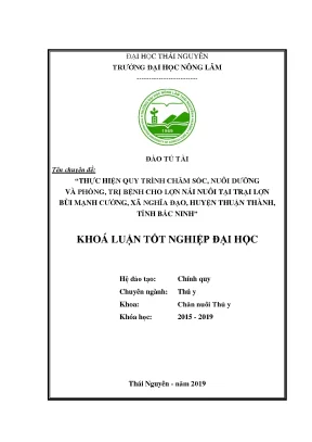 Thực hiện quy trình chăm sóc nuôi dưỡng và phòng trị bệnh cho lợn nái nuôi tại trại lợn bùi mạnh cường xã nghĩa đạo huyện thuận thành tỉnh bắc ninh