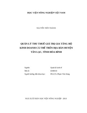 Luận văn thạc sĩ quản lý thu thuế giá trị gia tăng hộ kinh doanh cá thể trên địa bàn huyện tân lạc tỉnh hòa bình