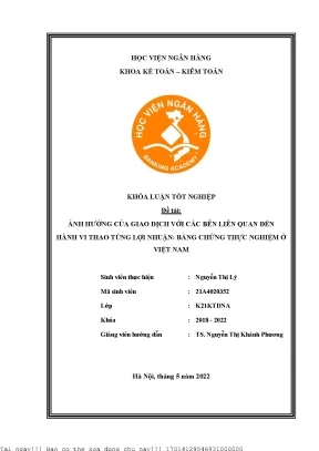Ảnh hưởng của giao dịch với các bên liên quan đến hành vi thao túng lợi nhuận bằng chứng thực nghiệm ở việt nam