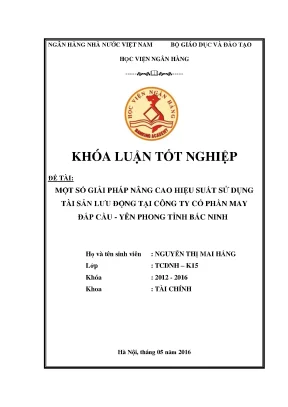 Một số giải pháp nâng cao hiệu suất sử dụng tài sản lưu động tại công ty cổ phần may đáp cầu yên phong tỉnh bắc ninh
