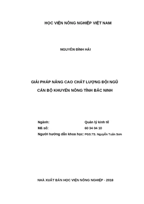 Luận văn thạc sĩ giải pháp nâng cao chất lượng đội ngũ cán bộ khuyến nông tỉnh bắc ninh