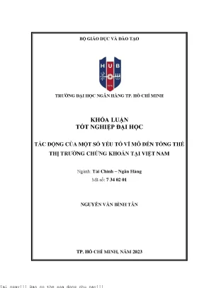 Tác động của một số yếu tố vĩ mô đến tổng thể thị trường chứng khoán tại việt nam 2023