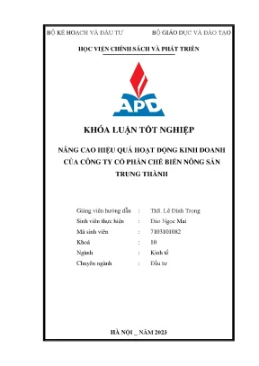 Nâng cao hiệu quả hoạt động kinh doanh của công ty cổ phần chế biến nông sản trung thành