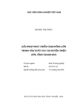 Luận văn thạc sĩ giải pháp phát triển cánh đồng lớn trong sản xuất lúa tại huyện triệu sơn tỉnh thanh hóa