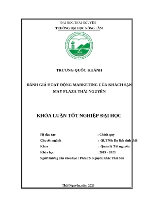 Luận văn đánh giá hoạt động marketing của khách sạn may plaza thái nguyên hotel