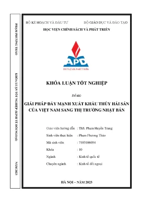 Giải pháp đẩy mạnh xuất khẩu thủy hải sản của việt nam sang thị trường nhật bản