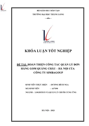 Hoàn thiện công tác quản lý đơn hàng gom quảng châu hà nội của công ty cổ phần kinh doanh quốc tế simbagroup việt nam