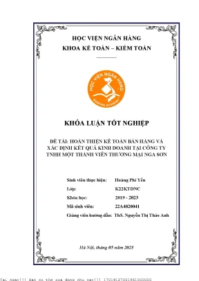 Hoàn thiện kế toán bán hàng và xác định kết quả kinh doanh tại công ty tnhh một thành viên thương mại nga sơn