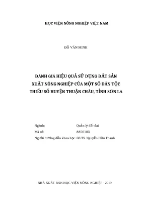 Luận văn thạc sĩ đánh giá hiệu quả sử dụng đất sản xuất nông nghiệp của một số dân tộc thiểu số huyện thuận châu tỉnh sơn la