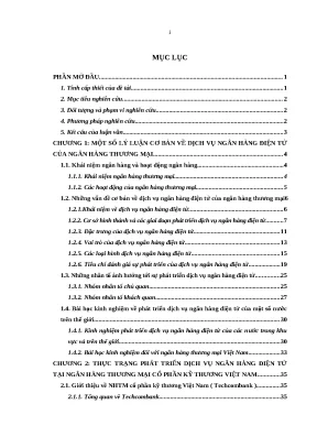 Luận văn thạc sĩ phát triển dịch vụ ngân hàng điện tử tại ngân hàng thương mại cổ phần kỹ thương việt nam techcombankq