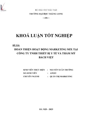 Hoàn thiện hoạt động marketing mix tại công ty tnhh thiết bị y tế và thẩm mỹ bách việt