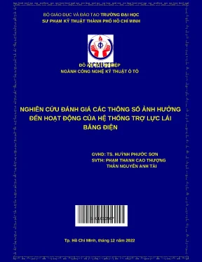 Luận văn nghiên cứu đánh giá các thông số ảnh hưởng đến hoạt động của hệ thống trợ lực lái bằng điện