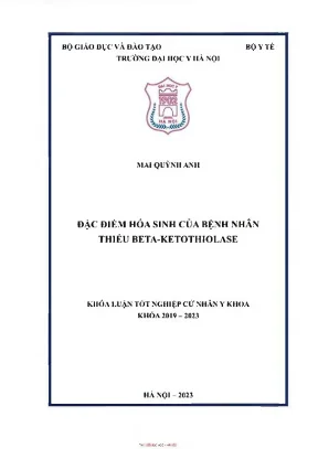 Đặc điểm hóa sinh của bệnh nhân thiếu beta ketothiolase
