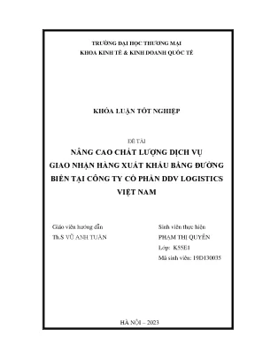 Nâng cao chất lượng dịch vụ giao hàng xuất khẩu bằng đường biển tại công ty cổ phần ddv logistics việt nam