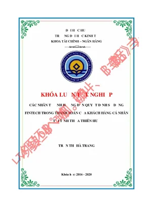 Các nhân tố ảnh hưởng đến quyết định sử dụng dịch vụ fintech trong thanh toán của khách hàng cá nhân tại tỉnh thừa thiên huế
