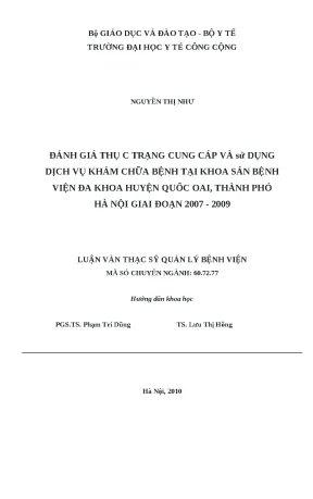 Luận văn đánh giá thực trạng cung cấp và sử dụng dịch vụ khám chữa bệnh tại khoa sản bệnh viện đa khoa huyện quốc oai thành phố hà nội