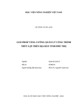 Luận văn thạc sĩ giải pháp tăng cường quản lý công trình thủy lợi trên địa bàn tỉnh phú thọ