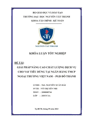 Giải pháp nâng cao chất lượng dịch vụ cho vay tiêu dùng tại ngân hàng tmcp ngoại thương việt nam pgd đô thành