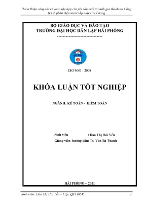 Hoàn thiện công tác kế toán tập hợp chi phí sản xuất và tính giá thành tại công ty cổ phần điện nước lắp máy hải phòng