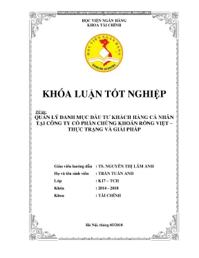 Quản lý danh mục đầu tư khách hàng cá nhân tại công ty cổ phần chứng khoán rồng việt thực trạng và giải pháp khoá luận tốt nghiệp