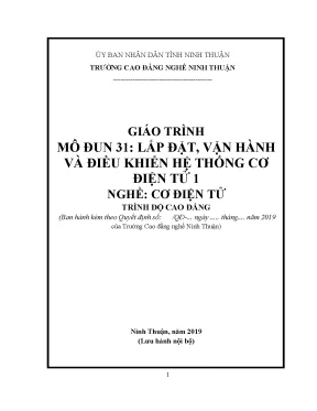 Giáo trình lắp đặt vận hành và điều khiển hệ thống cơ điện tử 1 nghề cơ điện tử trình độ cao đẳng trường cao đẳng nghề ninh thuận