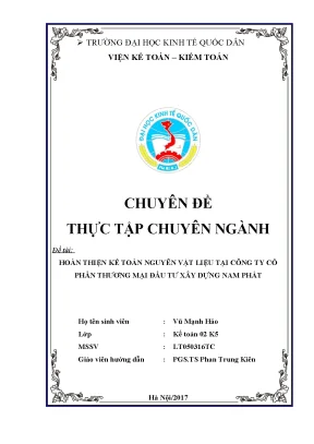 Bài tập nhóm hoàn thiện kế toán nguyên vật liệu tại công ty cổ phần thương mại đầu tư xây dựng nam phát