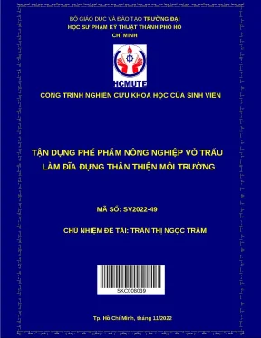 Luận văn thạc sĩ tận dụng phế phẩm nông nghiệp vỏ trấu làm đĩa đựng thân thiện môi trường