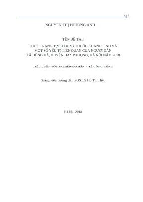 Luận văn thực trạng tự sử dụng thuốc kháng sinh và một số yếu tố liên quan của người dân xã hồng hà huyện đan phượng hà nội năm 2018