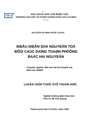 Luận văn thạc sĩ biểu diễn số nguyên tố bởi các dạng toàn phương bậc hai nguyên