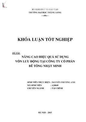 Nâng cao hiệu quả sử dụng vốn lưu động tại công ty cổ phần bê tông nhật minh