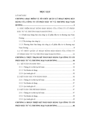 Kế toán bán hàng tại công ty cpđttm nam dương