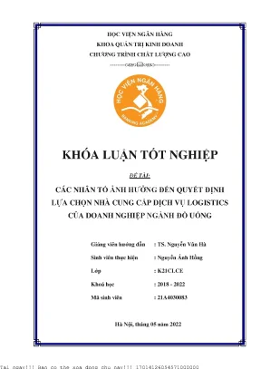 Các nhân tố ảnh hưởng đến quyết định lựa chọn nhà cung cấp dịch vụ logistics của doanh nghiệp ngành đồ uống