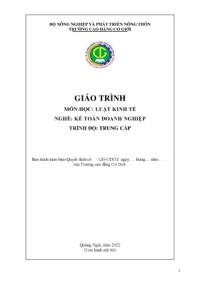 Giáo trình luật kinh tế nghề kế toán doanh nghiệp trung cấp
