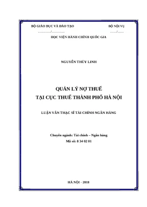 Luận văn thạc sĩ quản lý nợ thuế cục thuế thành phố hà nội